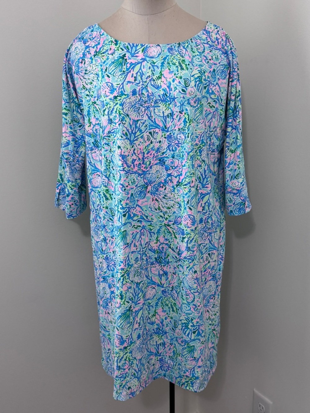 Lilly Pulitzer Large Braedyn UPF 50+ Dress ~ Tropical Beach Colorful Soleil Blue